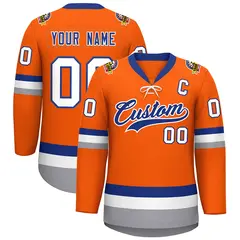 Orange Royal-White Lace-Up Neck Hockey Jersey