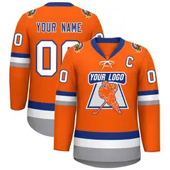 Orange Royal-White Lace-Up Neck Hockey Jersey