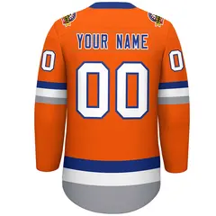 Orange Royal-White Lace-Up Neck Hockey Jersey 4