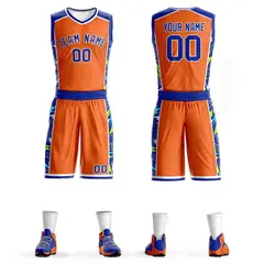 Orange Royal-White Lightning Graffiti Basketball Jersey