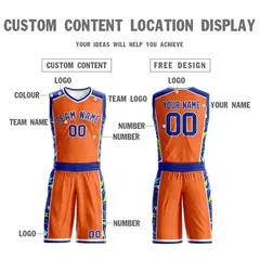 Orange Royal-White Lightning Graffiti Basketball Jersey 3