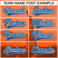 Orange Royal White New York City Skyline Baseball Jersey 3