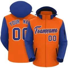 Orange Royal-White Raglan Sleeves Waterproof Jacket