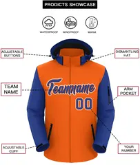 Orange Royal-White Raglan Sleeves Waterproof Jacket 2