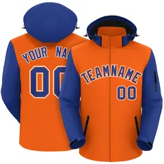 Orange Royal-White Raglan Sleeves Waterproof Jacket