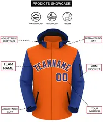 Orange Royal-White Raglan Sleeves Waterproof Jacket 2