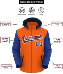 Orange Royal-White Raglan Sleeves Waterproof Jacket 2
