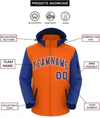 Orange Royal-White Raglan Sleeves Waterproof Jacket 2