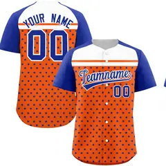 Orange Royal White Raglan Star Print Baseball Jersey 1