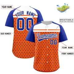 Orange Royal White Raglan Star Print Baseball Jersey 2