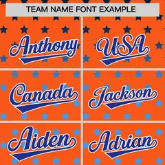Orange Royal White Raglan Star Print Baseball Jersey 3