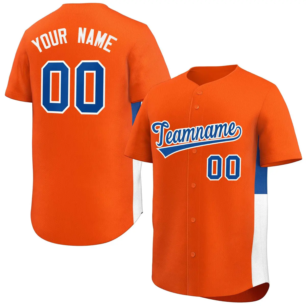 Orange Royal-White Side Two-Tone Authentic Baseball Jersey