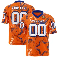 Orange Royal-White Star Graffiti Authentic Football Jersey 1