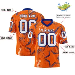 Orange Royal-White Star Graffiti Authentic Football Jersey 2