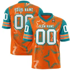 Orange Royal-White Star Pattern Authentic Football Jersey
