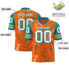 Orange Royal-White Star Pattern Authentic Football Jersey 2