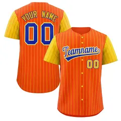 Orange Royal-White Stripe Raglan Sleeves Baseball Jersey 1