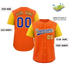 Orange Royal-White Stripe Raglan Sleeves Baseball Jersey 2