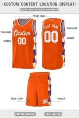 Orange Royal-White Triangle Splicing Basketball Jersey 2