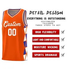 Orange Royal-White Triangle Splicing Basketball Jersey 4