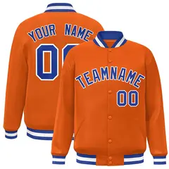 Orange Royal-White Varsity Full-Snap Letterman Jacket 1
