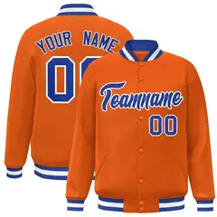 Orange Royal-White Varsity Full-Snap Letterman Jacket 1