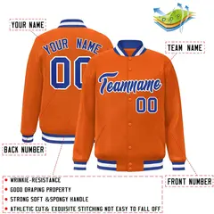 Orange Royal-White Varsity Full-Snap Letterman Jacket 2