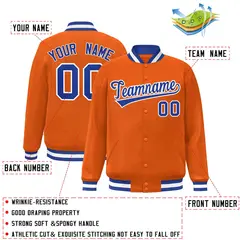 Orange Royal-White Varsity Full-Snap Letterman Jacket 2