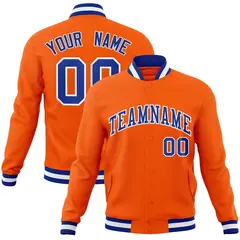 Orange Royal-White Varsity Full-Snap Letterman Jacket