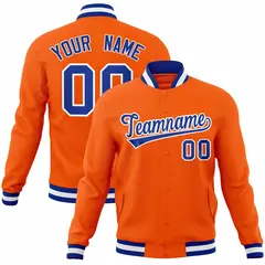 Orange Royal-White Varsity Full-Snap Letterman Jacket 1