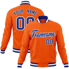 Orange Royal-White Varsity Full-Snap Letterman Jacket 1