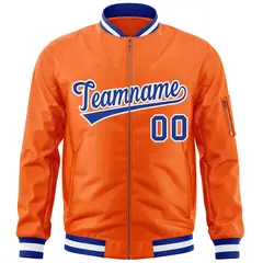 Orange Royal-White Varsity Full-Zip Letterman Bomber Jacket 3