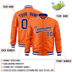 Orange Royal-White Varsity Full-Zip Letterman Bomber Jacket 2