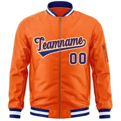 Orange Royal-White Varsity Full-Zip Letterman Bomber Jacket 3