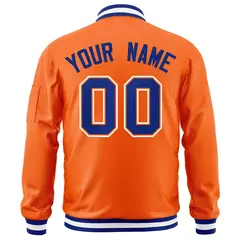Orange Royal-White Varsity Full-Zip Letterman Bomber Jacket 4