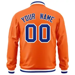 Orange Royal-White Varsity Full-Zip Letterman Bomber Jacket 4