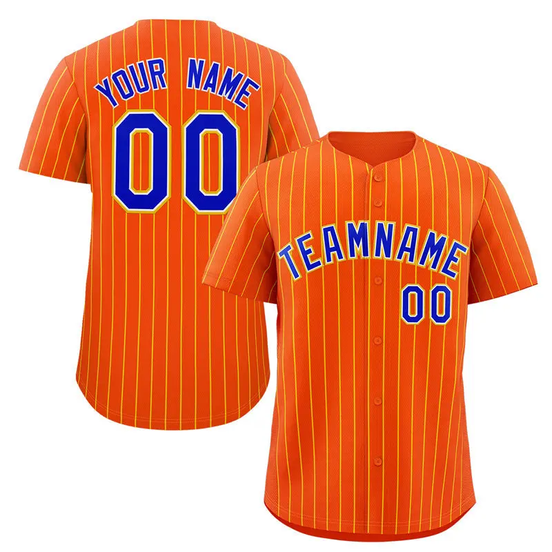 Orange Royal-Yellow Stripe Fashion Baseball Jersey