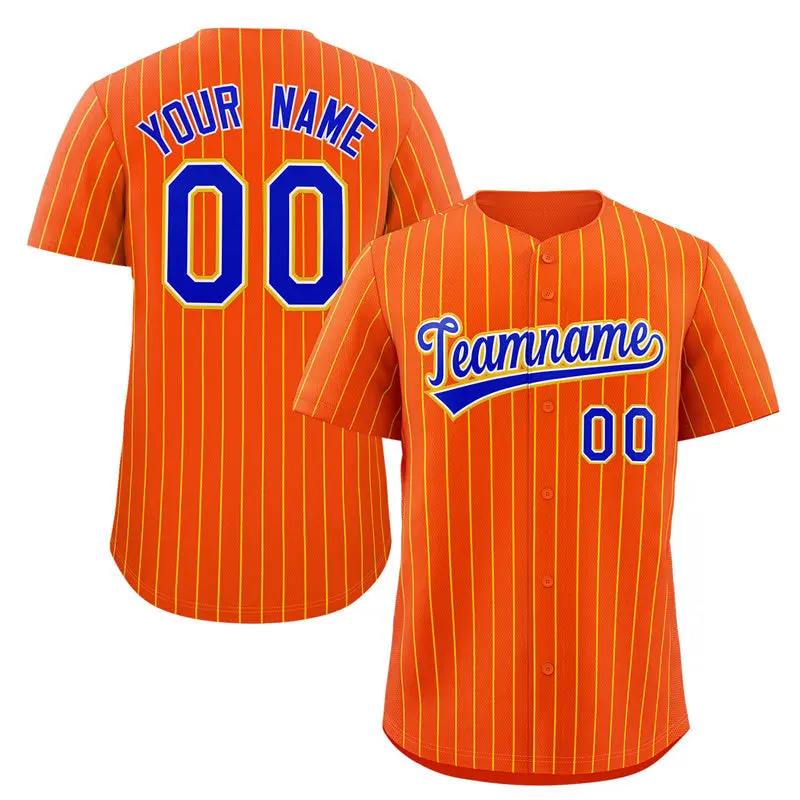 Orange Royal-Yellow Stripe Fashion Baseball Jersey