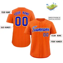 Orange Royal-Yellow Stripe Fashion Baseball Jersey 2