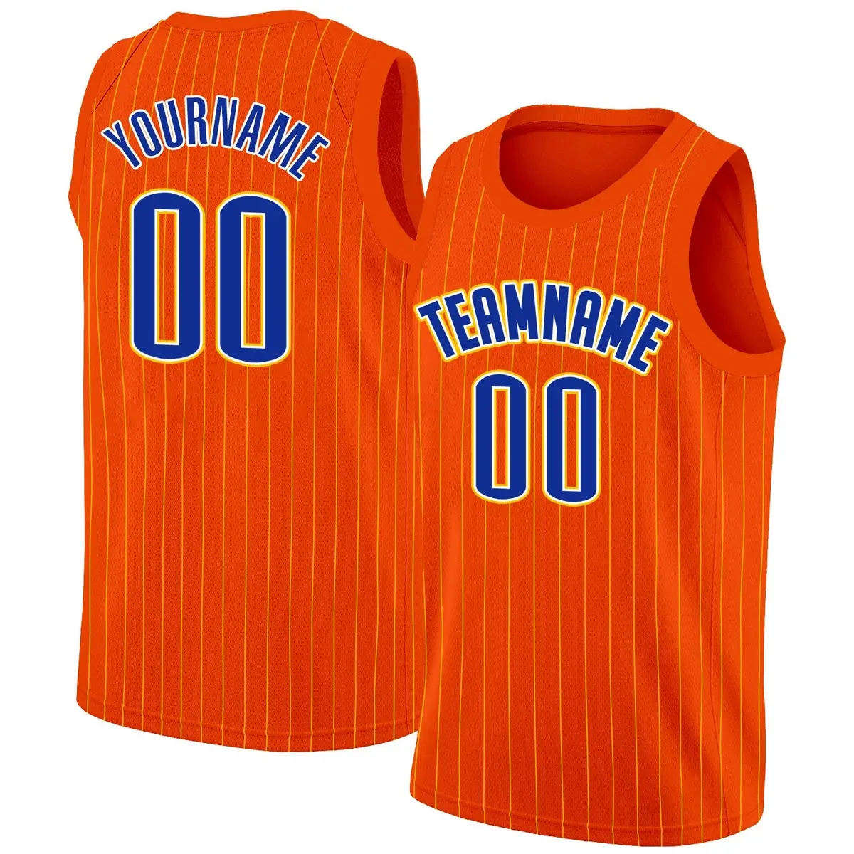 Orange Royal-Yellow Stripe Fashion Men/Boy Basketball Jersey