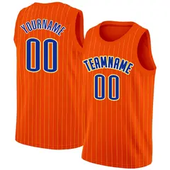 Orange Royal-Yellow Stripe Fashion Men/Boy Basketball Jersey