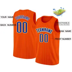 Orange Royal-Yellow Stripe Fashion Men/Boy Basketball Jersey 2