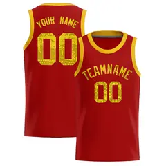 Orange Sequined Trim Athletic Basketball Jersey