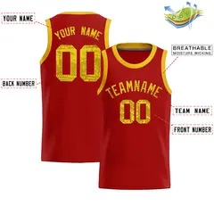 Orange Sequined Trim Athletic Basketball Jersey 2