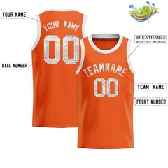 Orange Sequined Trim Athletic Basketball Jersey 2
