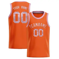 Orange Sequined Trim Athletic Basketball Jersey 1