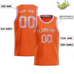 Orange Sequined Trim Athletic Basketball Jersey 2