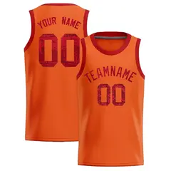 Orange Sequined Trim Athletic Basketball Jersey 1