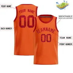 Orange Sequined Trim Athletic Basketball Jersey 2