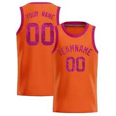 Orange Sequined Trim Athletic Basketball Jersey 1